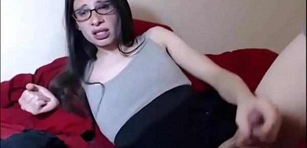  Cute Trap With Glasses Explodes All Over Herself